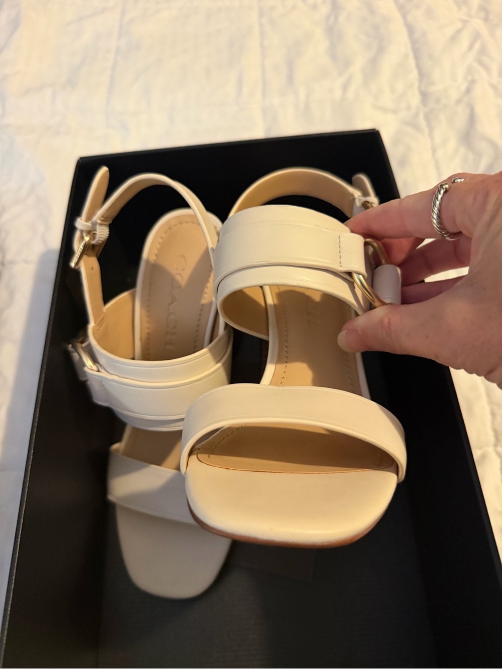 Coach Mabel Leather Sandal in Chalk - Picture 6 of 6